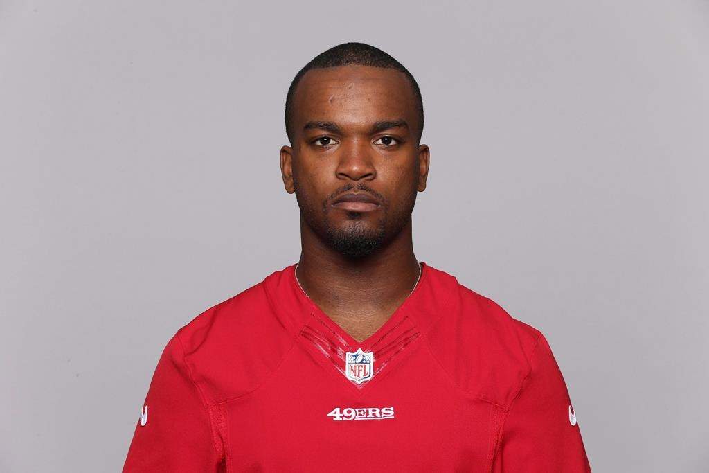 This is a 2015 photo of Mylan Hicks of the San Francisco 49ers NFL football team. A patron at the bar the night that Calgary Stampeder's player Mylan Hicks was killed two years ago says the accused in the murder was aggressive and obnoxious prior to the fatal shooting.