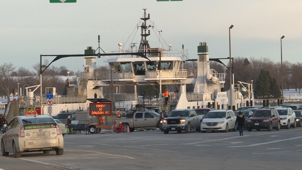 The Wolfe Islander III's return to Kingston is being delayed by extreme weather.