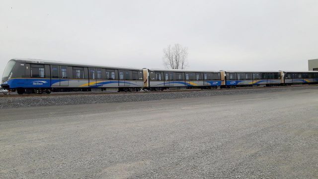 Train two pictured on a track in Burnaby.