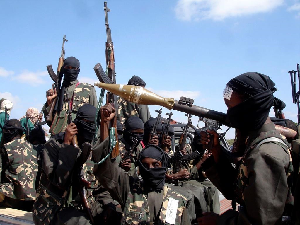 A Dec. 8, 2008 file photo of armed al-Shabab fighters outside Mogadishu, Somalia. (AP Photo/Farah Abdi Warsameh)