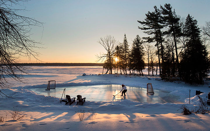 Ontario in the grip of cold weather but doesn’t stop lone skater on Pigeon lake in the Kawartha Lakes from lacing up the skates January 5, 2018.