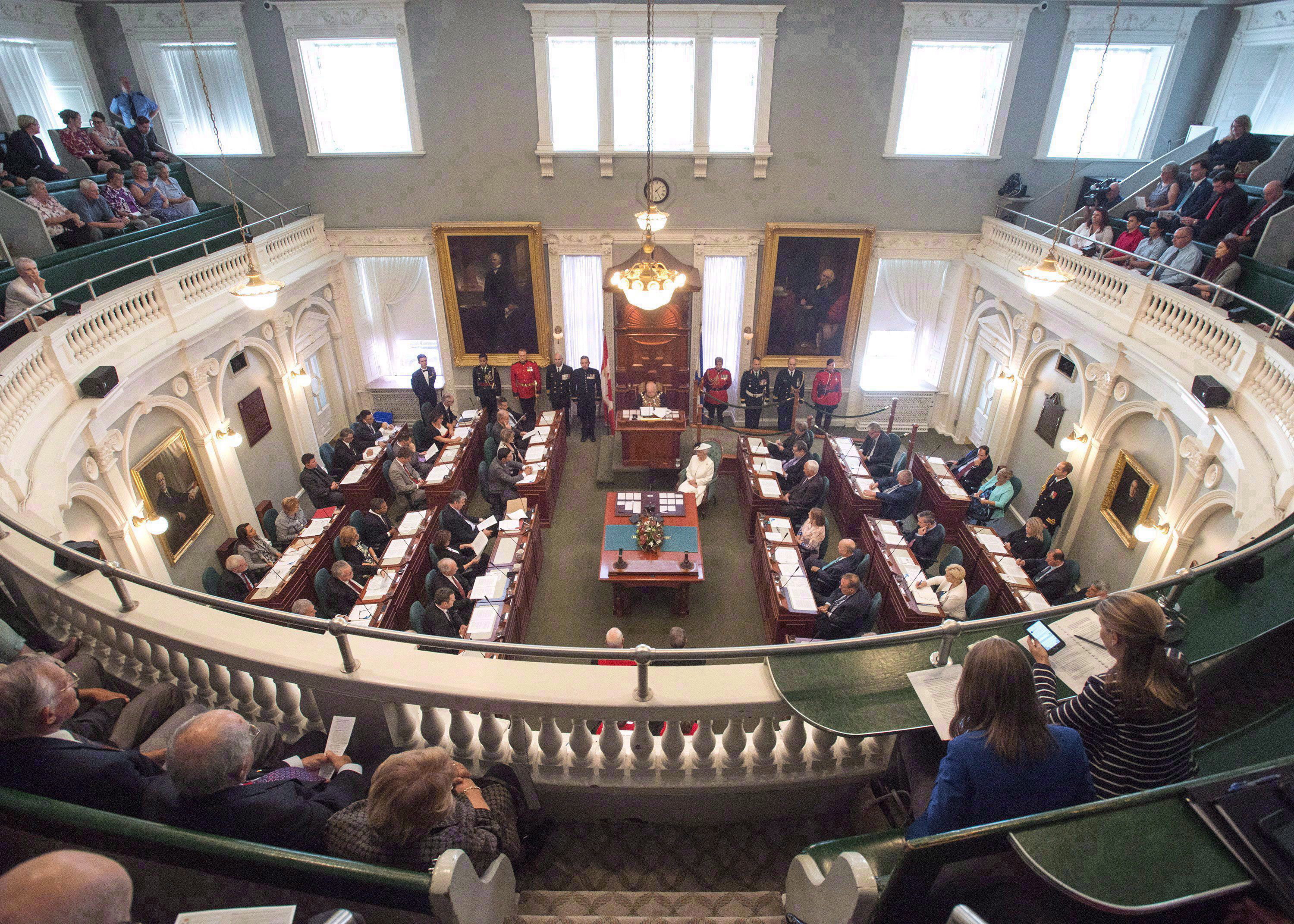 Nova Scotia Lt.-Gov. Arthur LeBlanc delivers the speech from the throne at the legislature in Halifax on Thursday, Sept. 21, 2017.