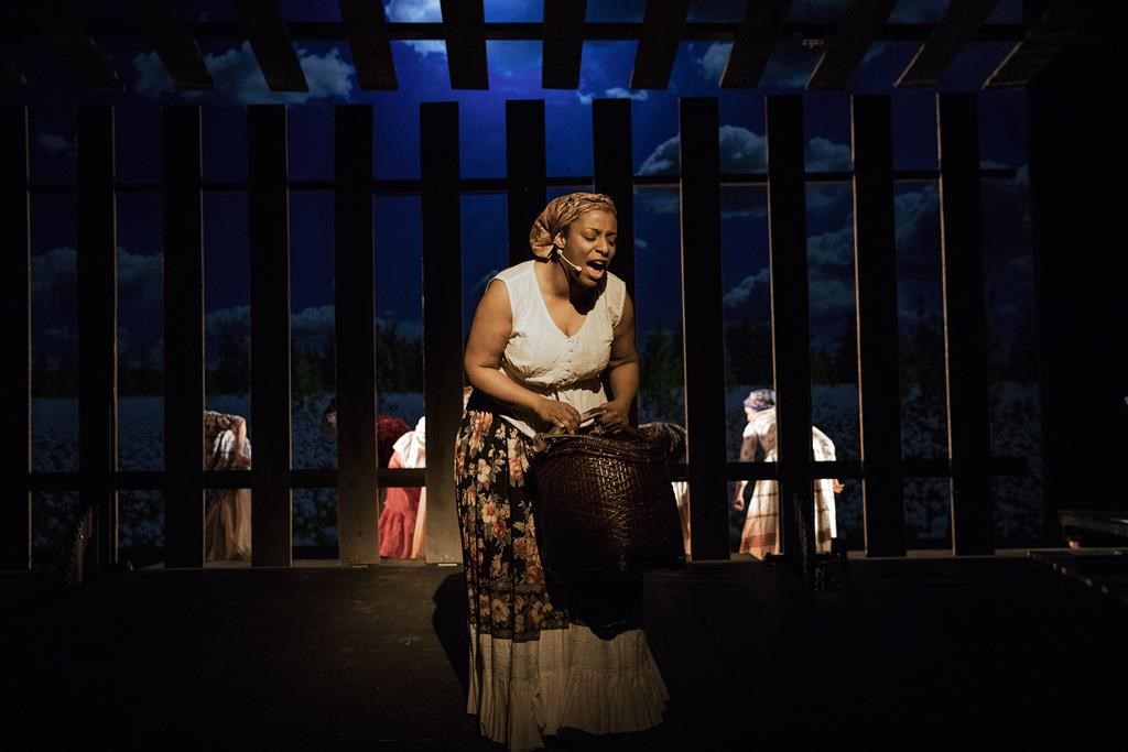 A scene from Robert Lepage's play "SLAV," is shown in a handout photo.
