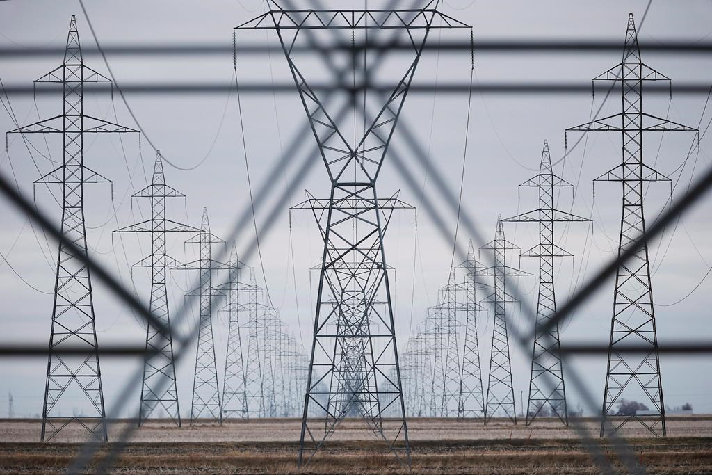 Hydro power lines are shown just outside Winnipeg.