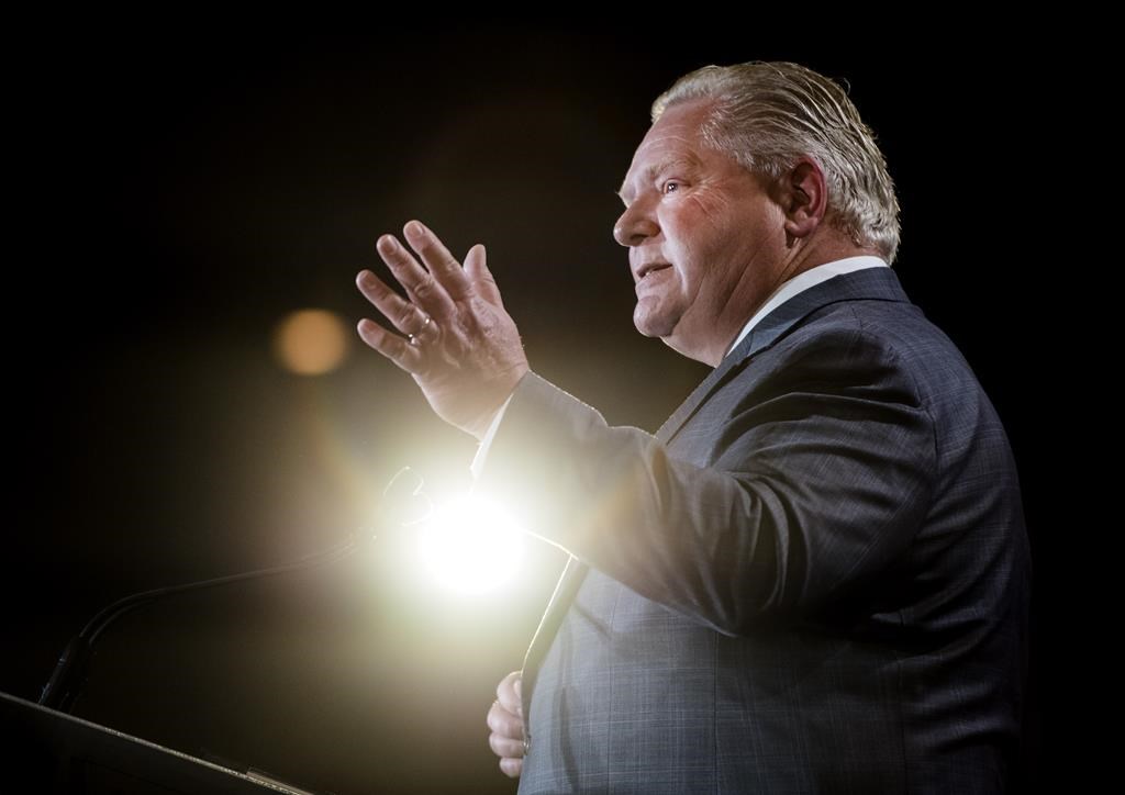 Ontario Premier Doug Ford speaks at the Economic Club of Canada in Toronto last month. Global News has learned that the province is considering a plan that would see the number of regional school boards slashed.