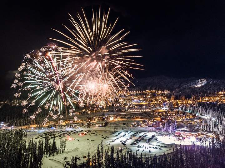 Fireworks exploding over Big White on Dec. 31.