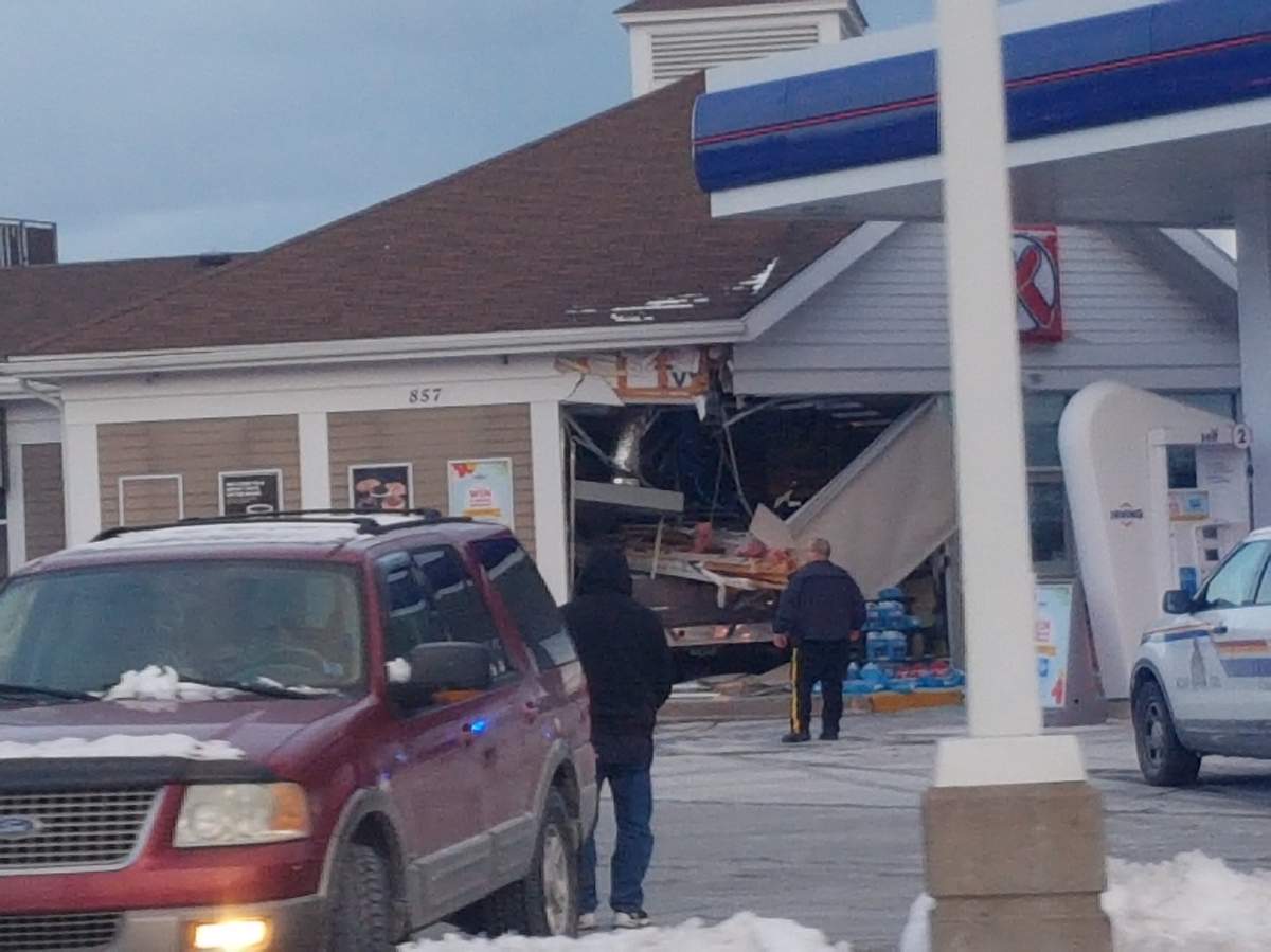 A pickup truck smashed into the Circle K store at Irving Gas in Lower Sackville, NS. on Jan. 31.