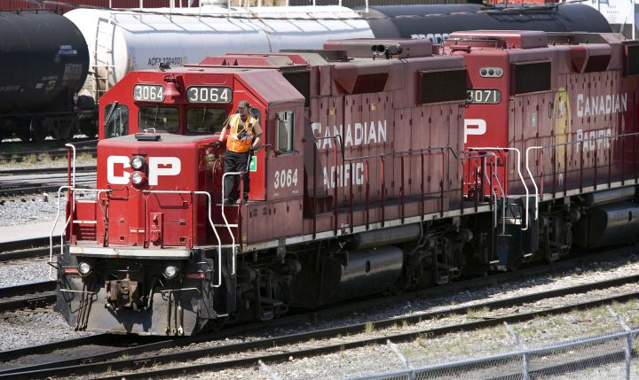 Canadian Pacific Railway locomotives are shuffled around a marshalling yard in Calgary on May 16, 2012. Canadian Pacific Railway Ltd. says freight sales drove a 17 per cent leap in revenues to $1.96 billion last quarter, fuelled by oil, grain and other commodities. Net income for the country’s second-biggest rail company plunged 45 per cent to $545 million in the three months ended Dec. 31 compared to the same period in 2017.