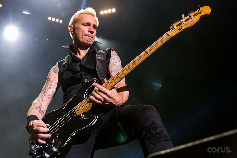 Mike Dirnt of Green Day performing live on their Revolution Radio tour on Aug. 18, 2017 at the Budweiser Stage in Toronto.
