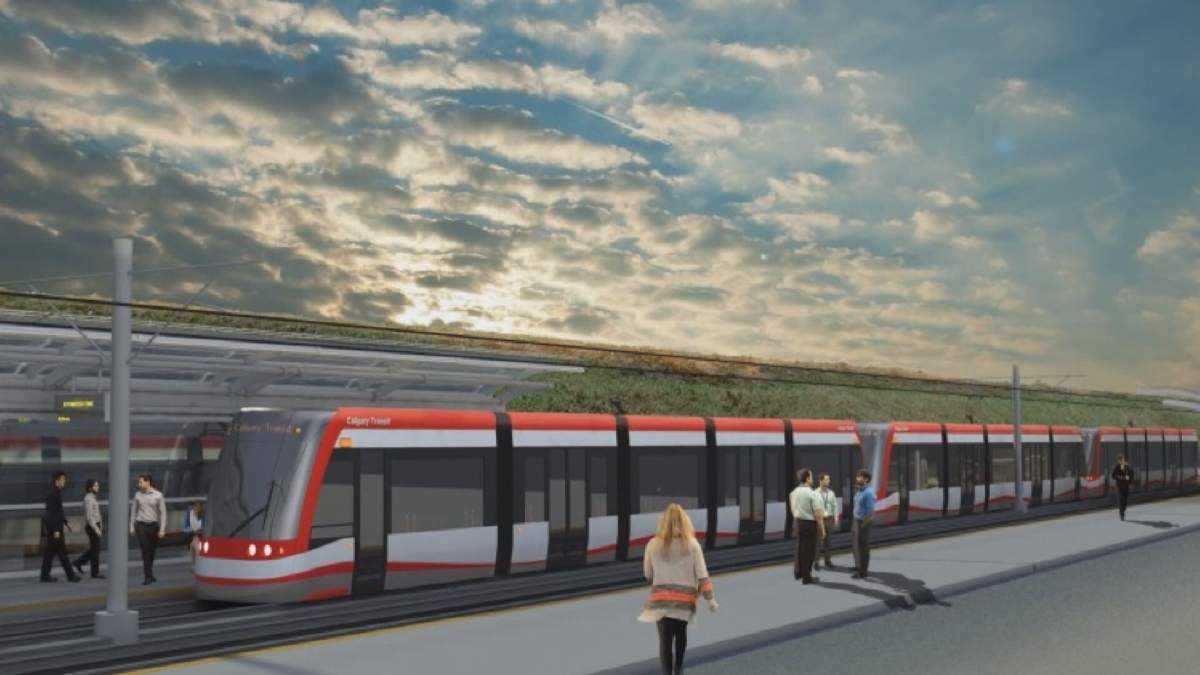 An artist's rendition of a Green Line LRT station in Calgary.