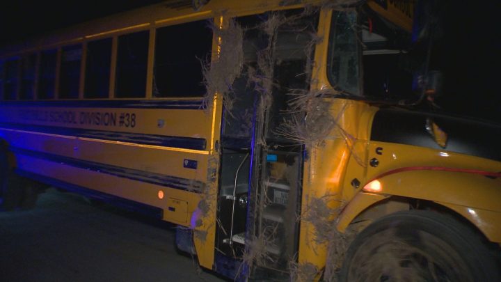 Three people were taken to various hospitals after a school bus rollover in southern Alberta on Monday.