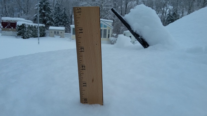 Approximately 10 inches of snow, or 25 centimetres, fell near Keremeos overnight.