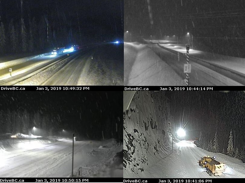 The route between Golden and Revelstoke on Highway 1 received more than half a metre of snow in 24 hours Thursday, Jan. 3.