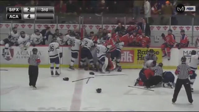 Six Acadia players and nine from the X-Men were handed automatic suspensions that ranged in length from two to five games, totalling 39 games.