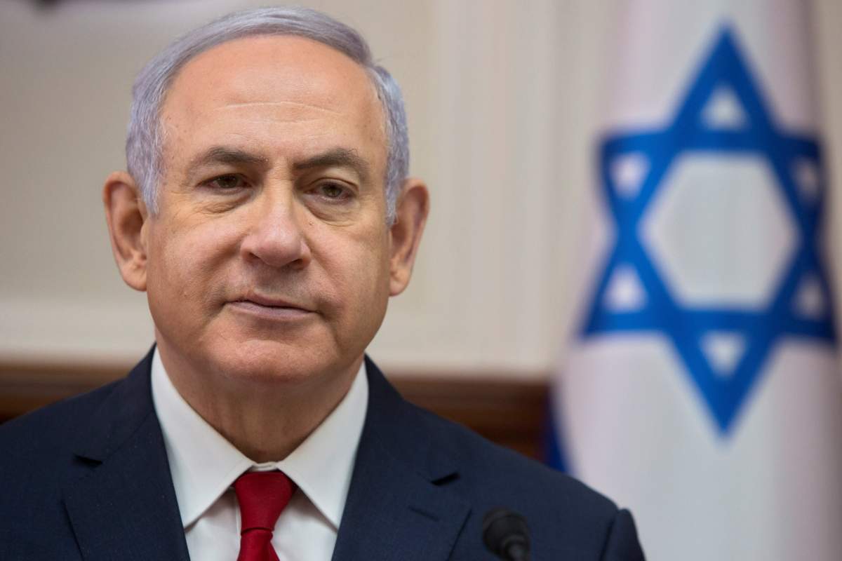 Israeli Prime Minister Benjamin Netanyahu attends the weekly cabinet meeting at the Prime Minister's office in Jerusalem. Feb. 17, 2019. 