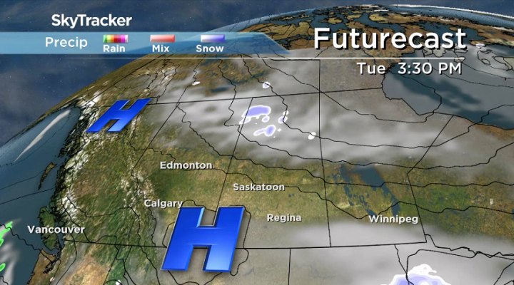An arctic high-pressure system parked over southwest Saskatchewan keeps frigid conditions flowing into the area.
