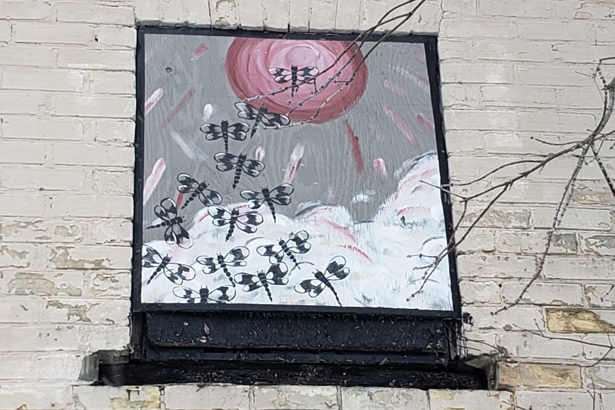 A beautification project by neighbours saw the windows covered with paintings.