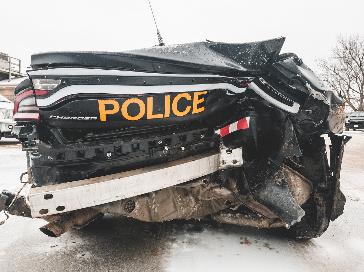Napanee OPP cruiser damaged after multi-tractor-trailer collision on Hwy. 401 - image