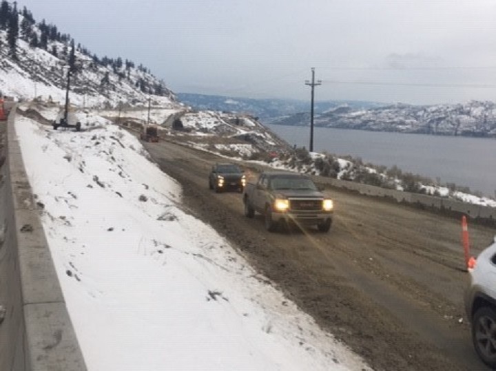 Traffic along the Callan Road detour on Tuesday, Feb. 15, 2019.