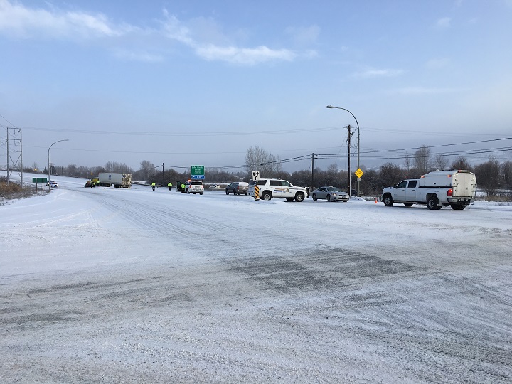 Part of Highway 97 in Kelowna was closed on Friday morning because of a serious collision near Edwards Road.
