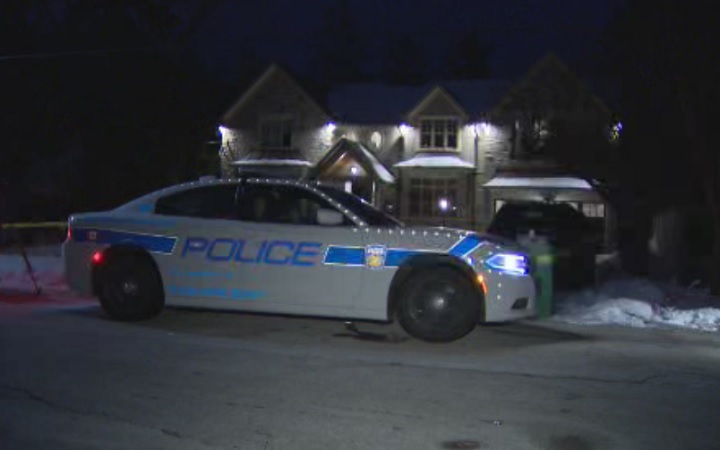 Peel police investigate a shooting in Mississauga near Hurontario Street and Indian Valley Trail on Feb. 19, 2019.