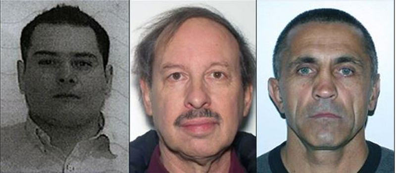 Francisco Javier Jiminez Guerrero, 35, Frederick Rayman, 77, and Victor Vargotskii, 56 are wanted by RCMP.