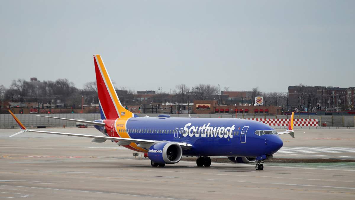 A Southwest Airlines Co. Boeing 737 MAX 8 aircraft taxis after landing at Midway International Airport in Chicago, Illinois, U.S., March 13, 2019.