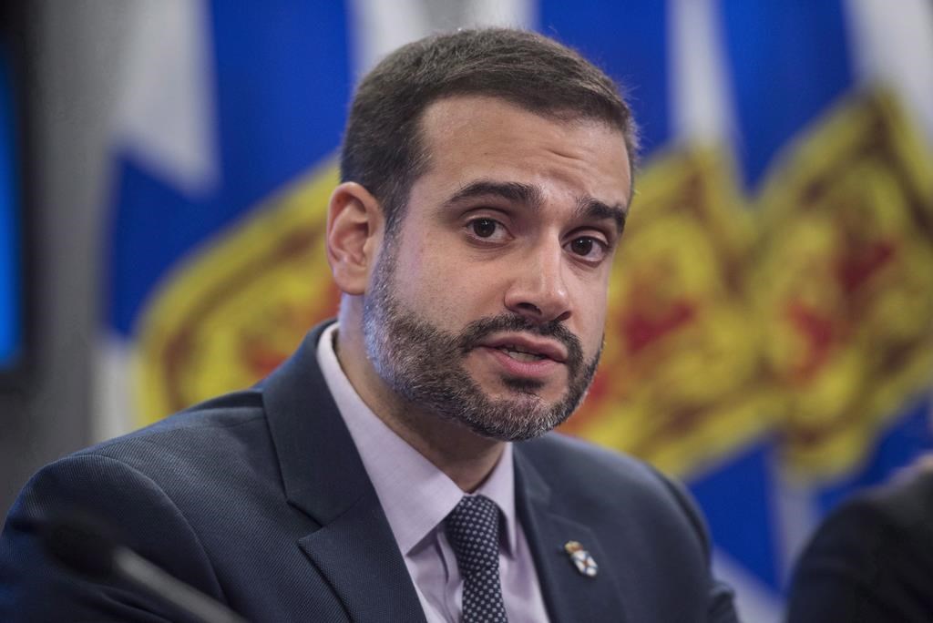Nova Scotia Education Minister Zach Churchill speaks during a press conference in Halifax on January 24, 2018.