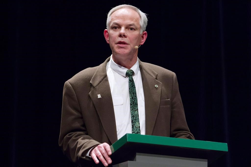 Prince Edward Island Green Leader Peter Bevan-Baker speaks during a televised debate in Summerside, P.E.I., on Monday, April 27, 2015.