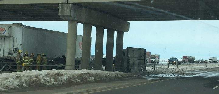 A crash happened on Highway 2 near Crossfield by Highway 72 on Monday.