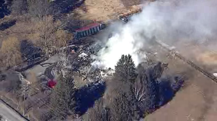 One man has been taken to hospital with serious burns following a large house fire in Durham Region.
