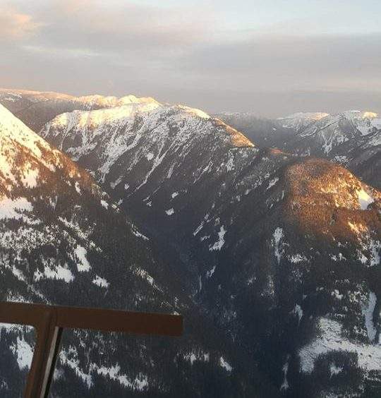 While there was still daylight, Hope Volunteer Search and Rescue looked for the missing skier from a helicopter.