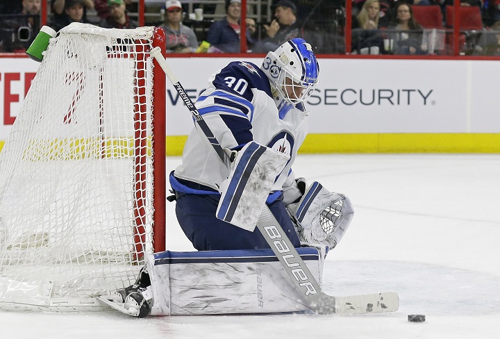 Winnipeg Jets goalie Laurent Brossoit.