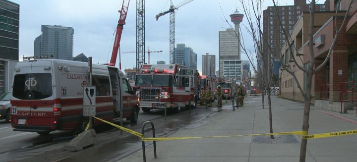 Crews responded to a downtown Calgary building fire that evacuated 200, displaced some and injured none on Tuesday.