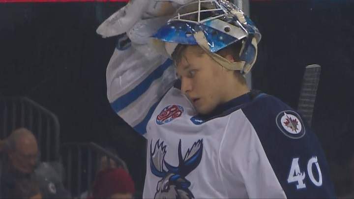Manitoba Moose goalie Mikhail Berdin.