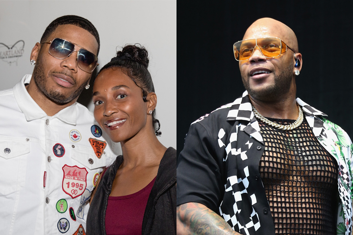 (L-R) Nelly, Rozonda 'Chilli' Thomas and Flo Rida.