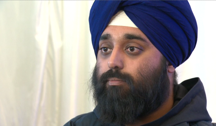 Arundeep Singh Sandhu discusses disappointment at a gathering for community members to express concern about UCP leader Jason Kenney.