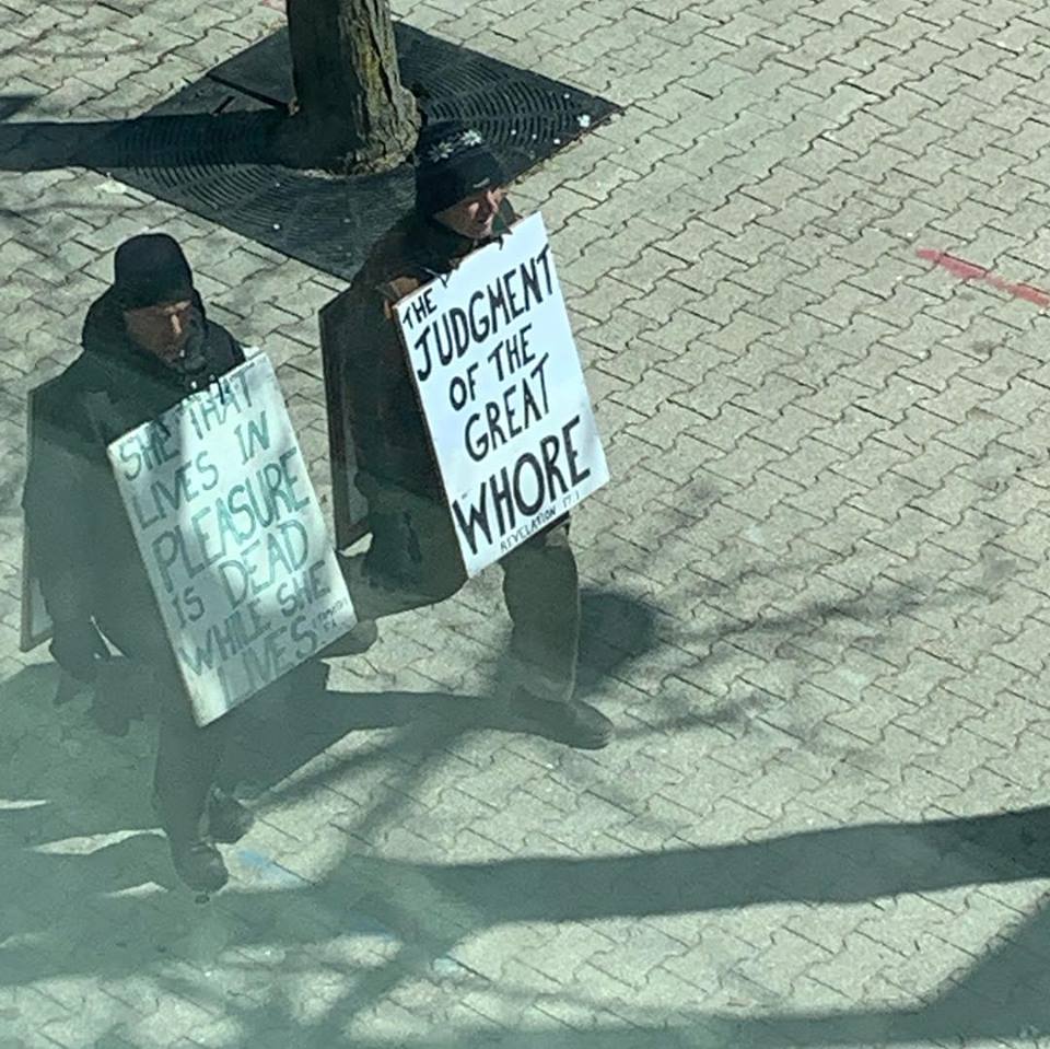 Steven Ravbar (left) and Matthew Carapella. A pair of a street preachers known to frequent London.