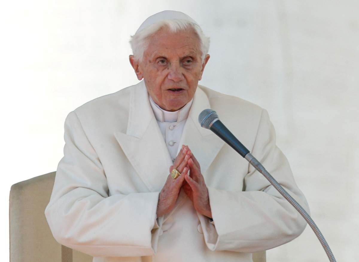 Pope Benedict XVI finishes his last general audience in St Peter's Square at the Vatican February 27, 2013. 
