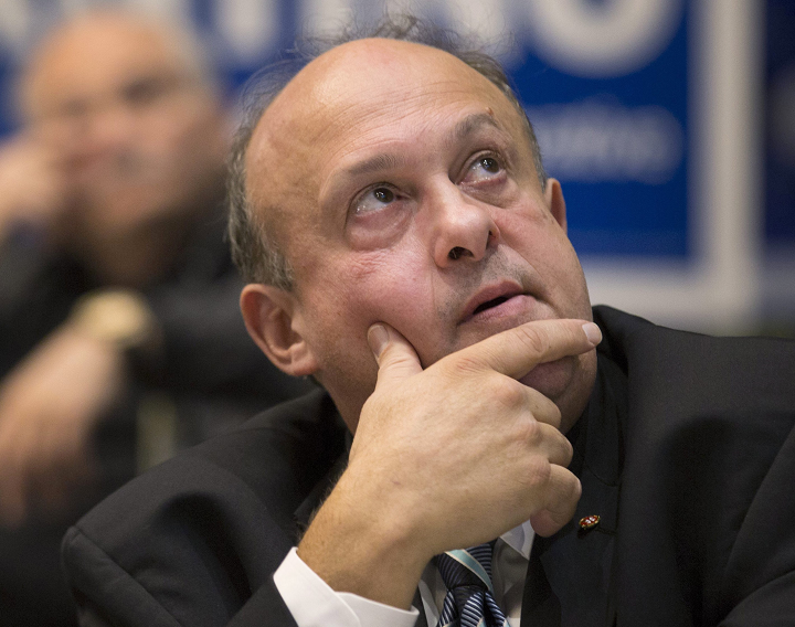 Michael Tibollo watches election night results in Vaughan, Ontario on Monday, October 19, 2015. The day after the Progressive Conservative government tabled its first budget earlier this month, officials told the Canadian Independent Music Association that the Ontario Music Fund would be reduced from $15 million to $7 million. 