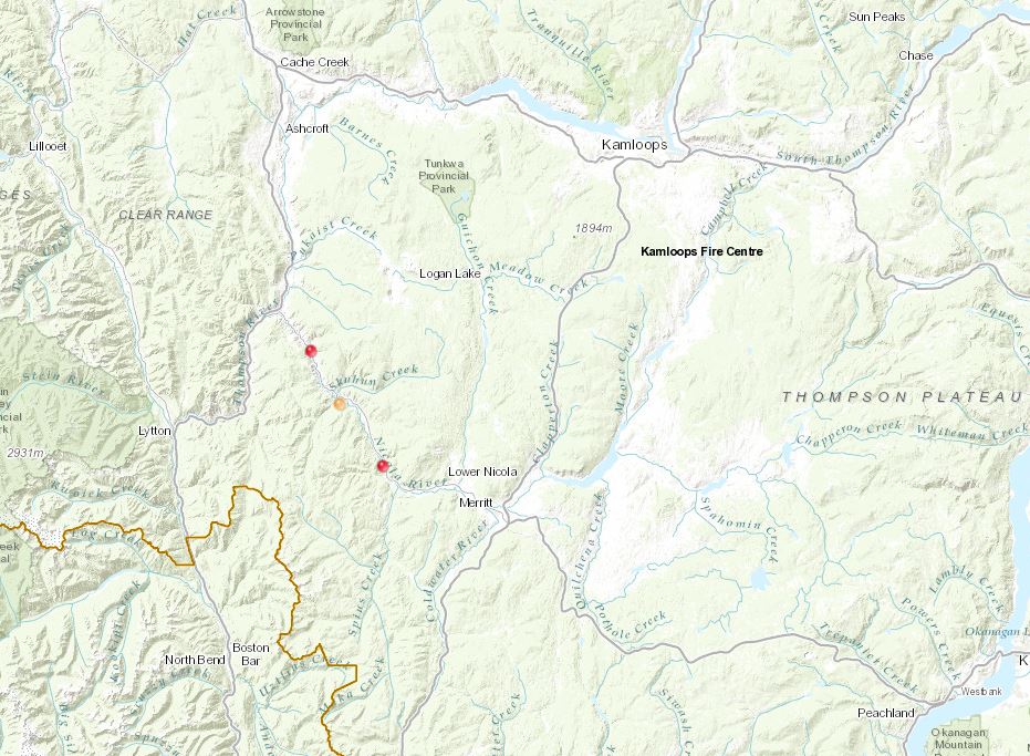 Two new human-caused wildfires broke out between Merritt and Spences Bridge on Sunday. 