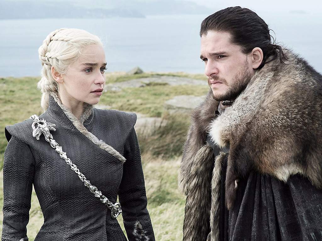 Daenerys Targaryen (Emilia Clarke) and Jon Snow (Kit Harington) plot their futures on ‘Game of Thrones.’