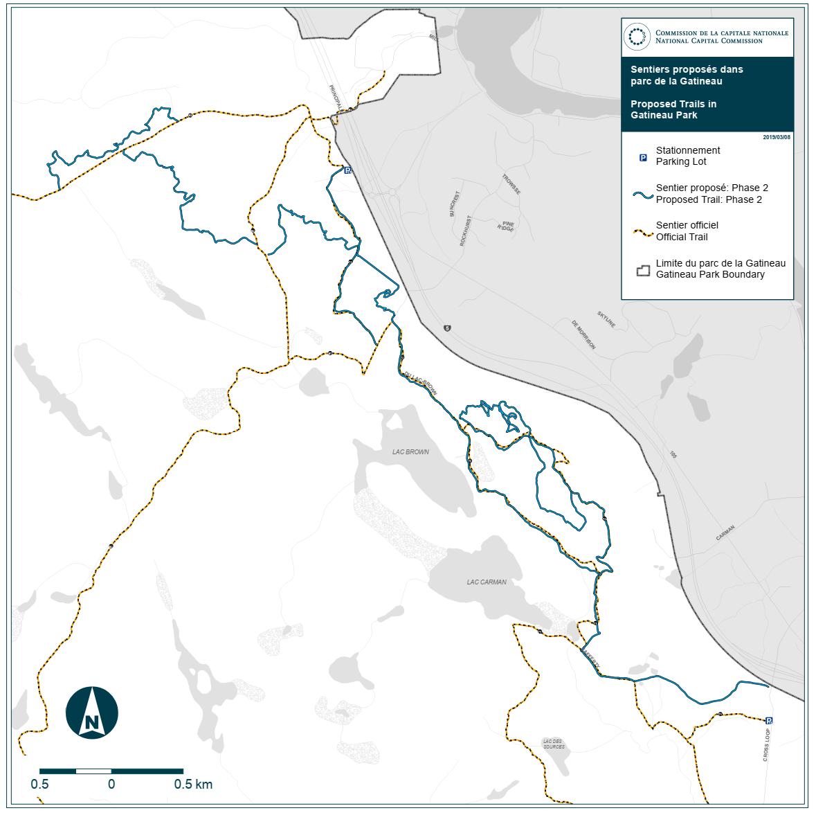 A map of the 16.5 kilometres of trails in Gatineau Park that will be integrated into the park’s official network this summer.
