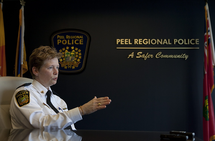 Former Peel Regional Police Chief Jennifer Evans seen here during an interview. She retired in January.