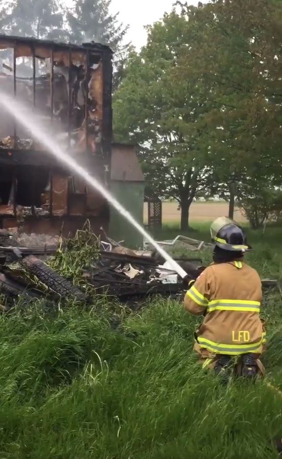 Fire crews battled a blaze at a vacant home on Colonel Talbot Road on Thursday afternoon. 
