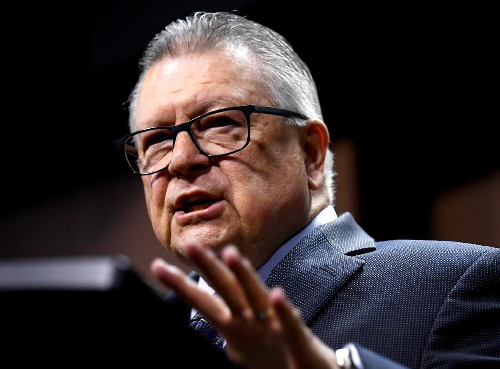 Minister of Public Safety and Emergency Preparedness Ralph Goodale speaks during an announcement on Parliament Hill in Ottawa on Thursday, May 16, 2019. The federal government says the military is going to help with Alberta's wildfire fight.Goodale says Alberta asked for Canadian Armed Forces assistance and the federal government has accepted the request. THE CANADIAN PRESS/Justin Tang.