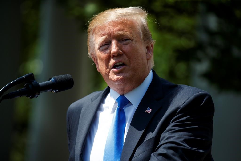 President Donald Trump speaks during a National Day of Prayer event in the Rose Garden of the White House, Thursday, May 2, 2019, in Washington.