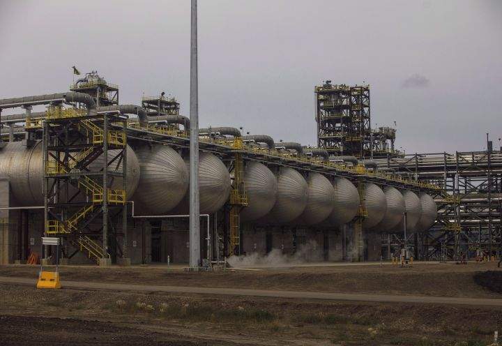 Storage tanks in the primary extraction plant at the Suncor Fort Hills facility in Fort McMurray Alta, on Monday September 10, 2018.