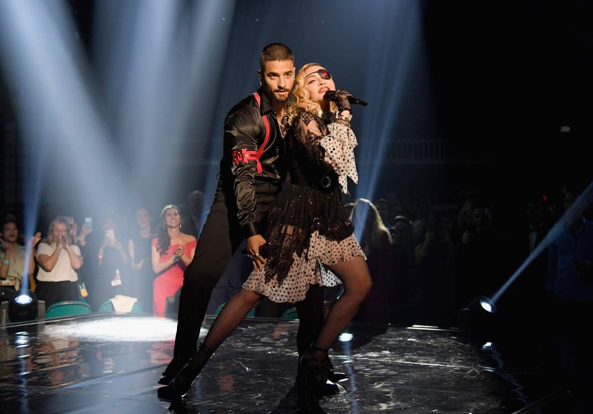 Maluma and Madonna perform onstage during the 2019 Billboard Music Awards at MGM Grand Garden Arena on May 1, 2019 in Las Vegas, Nev.