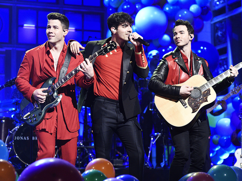 SATURDAY NIGHT LIVE -- "Emma Thompson" Episode 1766 -- Pictured: Musical guest Jonas Brothers perform on Saturday, May 11, 2019 -- (Photo by: Will Heath/NBC/NBCU Photo Bank via Getty Images).